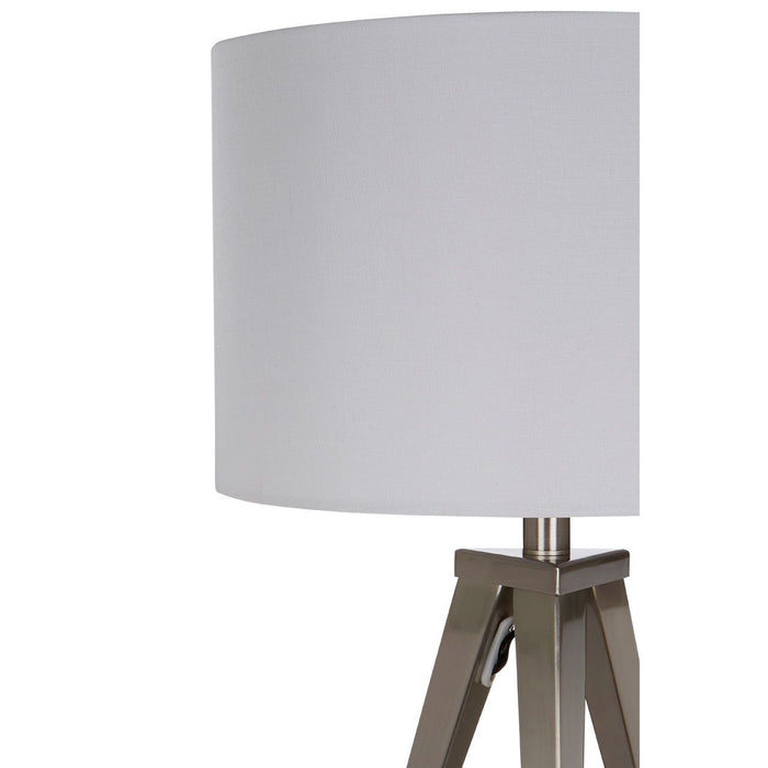 Livia White Fabric Shade Table Lamp With Metal Tripod