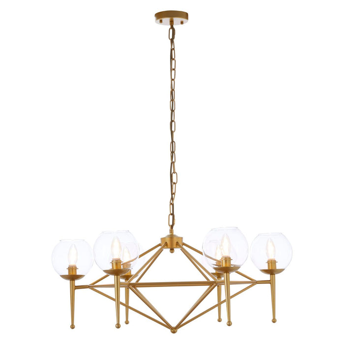 Abira 6 Glass Shades Geo Ceiling Pendant Light In Gold