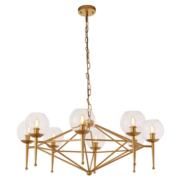 Abira 8 Glass Shades Geo Ceiling Pendant Light In Gold