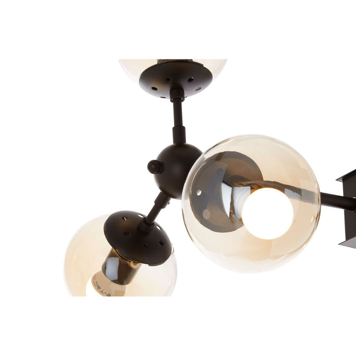 Abira 6 Brown Glass Shades Ceiling Pendant Light In Matt Black