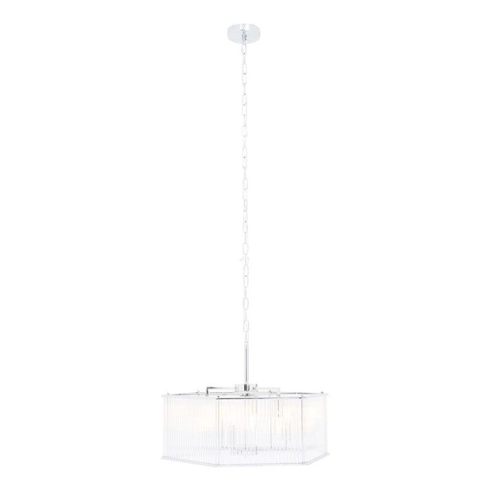 Lerci Hexagonal 6 Glass Shades Ceiling Pendant Light In Chrome