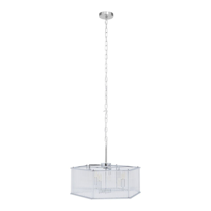 Lerci Hexagonal 6 Glass Shades Ceiling Pendant Light In Chrome