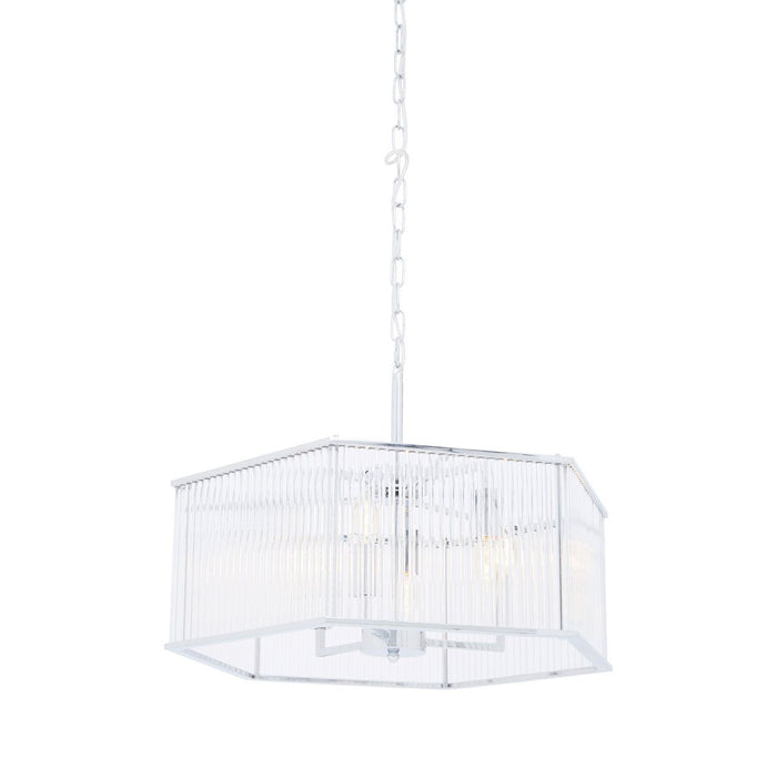 Lerci Hexagonal 6 Glass Shades Ceiling Pendant Light In Chrome