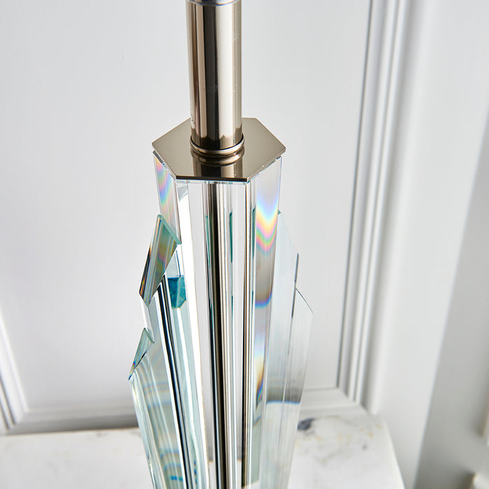 Gatsby Grey Shade Table Lamp In Polished Nickel And Clear Crystal