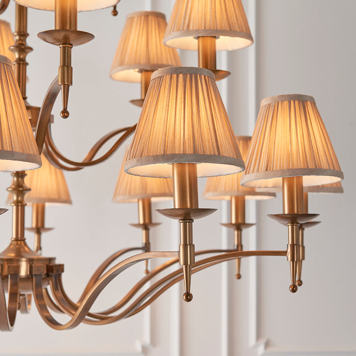 Stanford Beige Shades 21 Lights Ceiling Pendant Light In Antique Brass