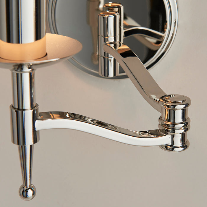 Stanford Beige Shade Swing Arm Wall Light In Nickel
