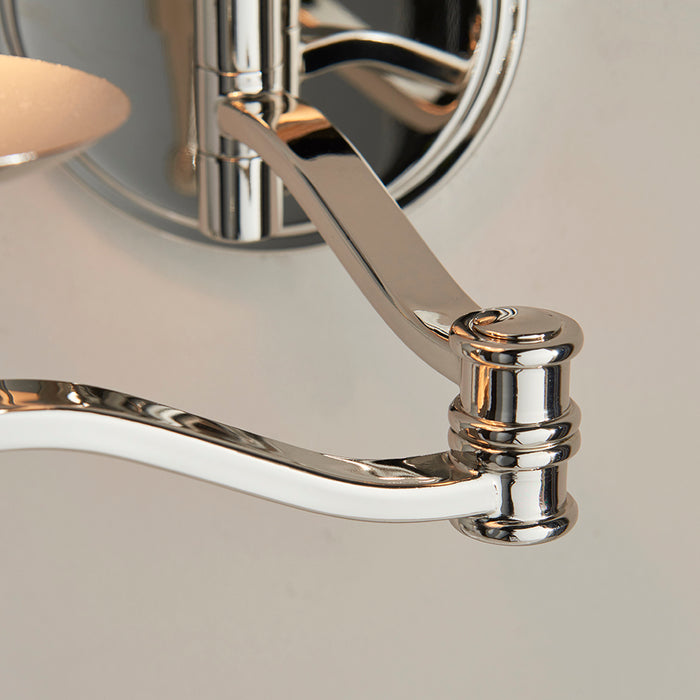 Stanford Beige Shade Swing Arm Wall Light In Nickel
