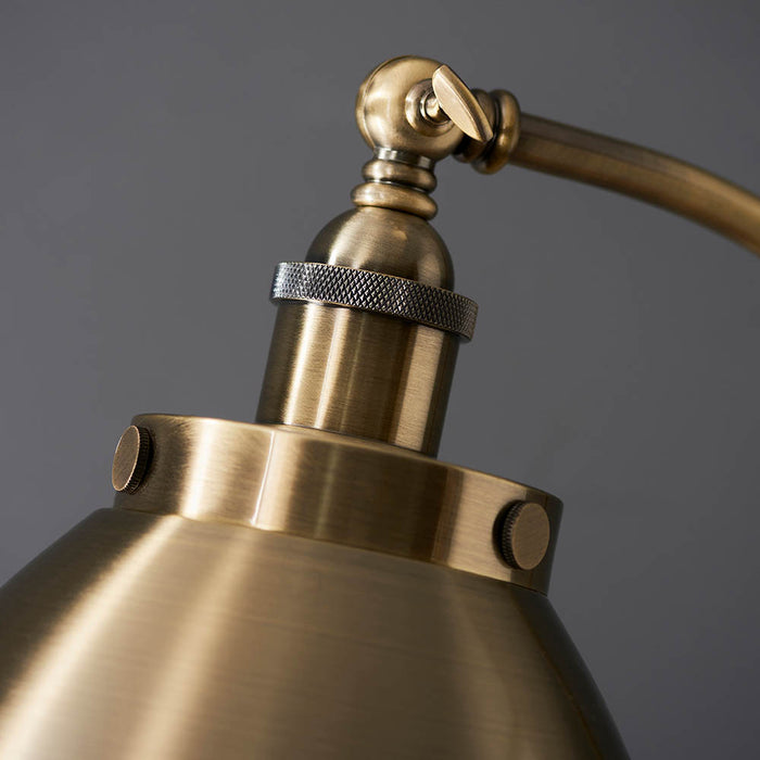 Franklin Task Antique Brass Rolled Edge Metal Shade Floor Lamp In Matt Black Base