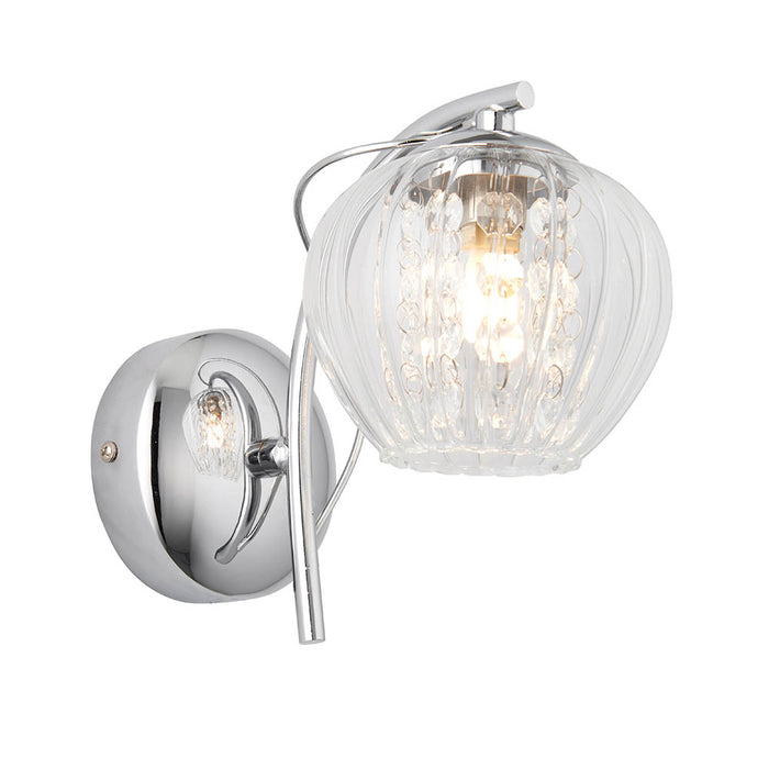 Mesmer Clear Ribbed Glass Shade Wall Light In Chrome