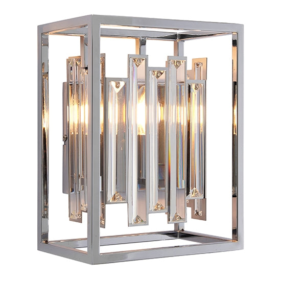 Acadia Clear Crystal Details Wall Light In Chrome