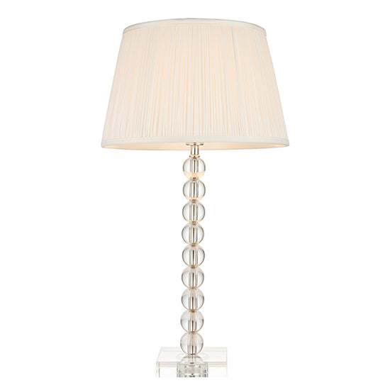 Adelie And Freya 12 Inch Vintage White Shade Table Lamp In Clear Crystal Glass