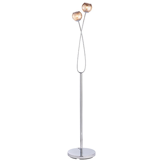 Aerith Smoked Glass Shades 2 Lights Floor Lamp In Polished Chrome