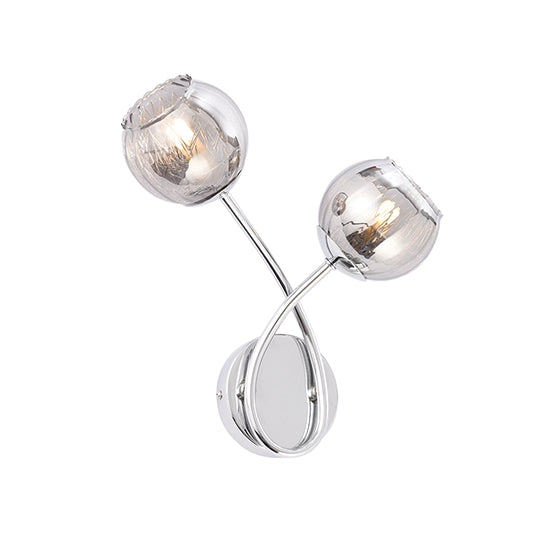 Aerith Smoked Mirror Glass Shades 2 Lights Wall Light In Polished Chrome