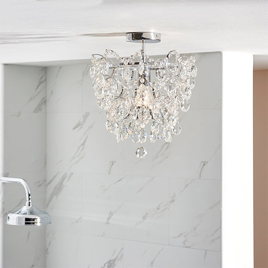Alisona Clear Glass Faceted Crystals Bathroom Chandelier In Chrome