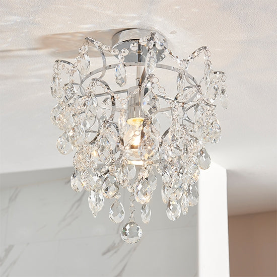 Alisona Clear Glass Faceted Crystals Bathroom Chandelier In Chrome