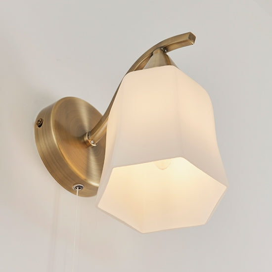 Alonso Opal Glass Shades Wall Light In Antique Brass