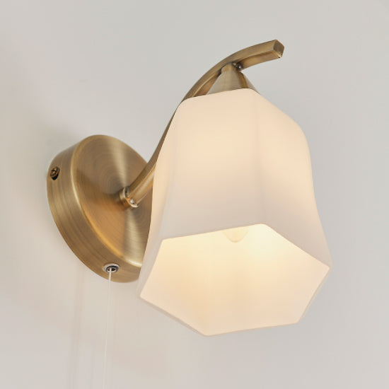 Alonso Opal Glass Shades Wall Light In Antique Brass