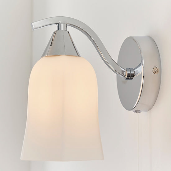 Alonso Opal Glass Shades Wall Light In Polished Chrome