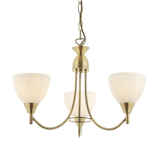 Alton 3 Lights Matt Opal Glass Ceiling Pendant Light Antique Brass