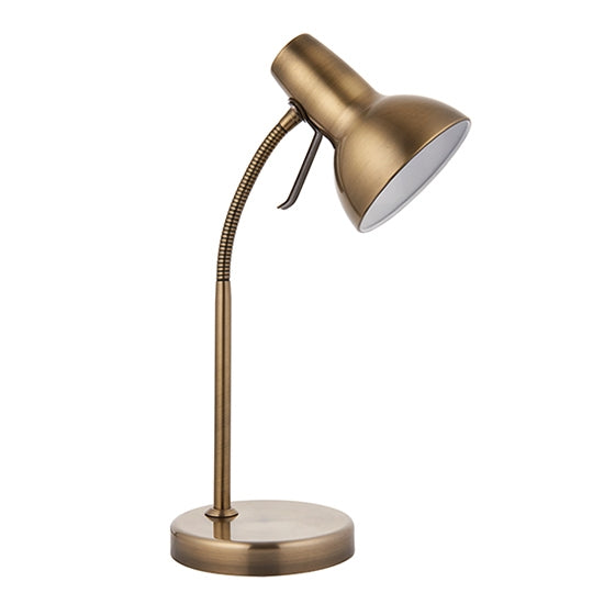 Amalfi USB Task Table Lamp In Antique Brass And Gloss White