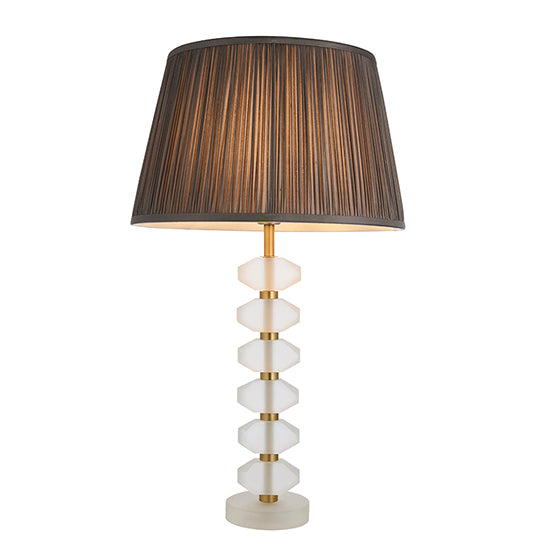 Annabelle And Freya Charcoal Shade Table Lamp In Frosted Crystal Glass