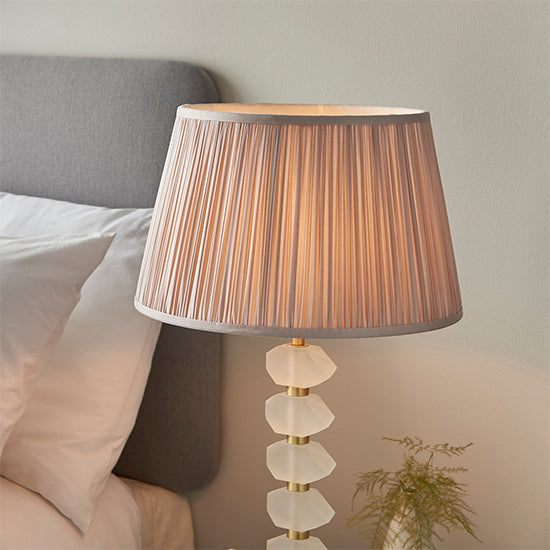 Annabelle And Freya Dusky Pink Shade Table Lamp In Frosted Crystal Glass