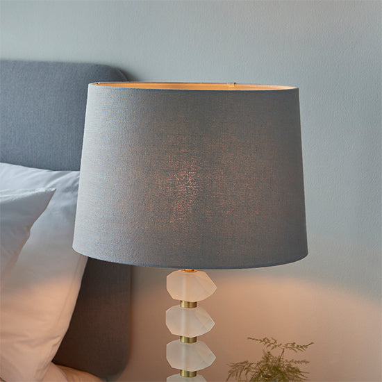 Annabelle And Mia 14 Inch Charcoal Shade Table Lamp In Frosted Crystal Glass