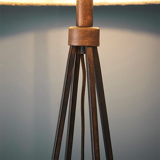 Apollo Grey Fabric Floor Lamp In Aged Copper
