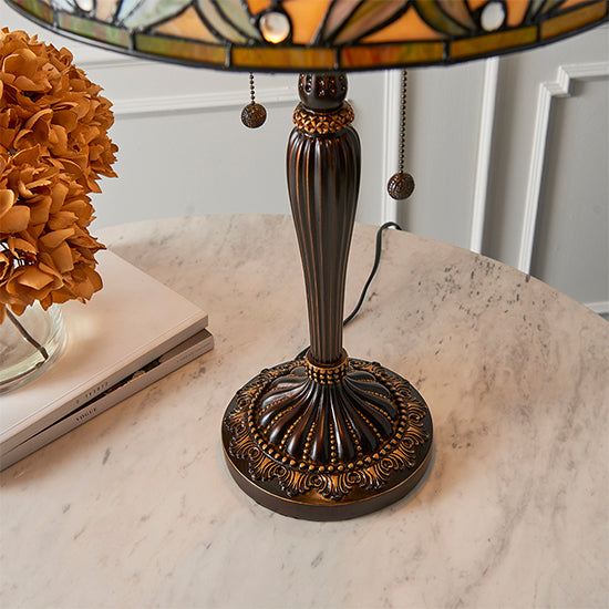 Ashtead Medium Tiffany Glass Table Lamp In Dark Bronze