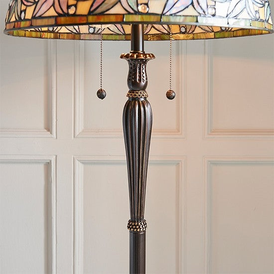 Ashtead Tiffany Glass Floor Lamp In Dark Bronze