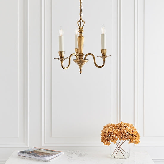 Asquith 3 Lights Ceiling Pendant Light In Solid Brass