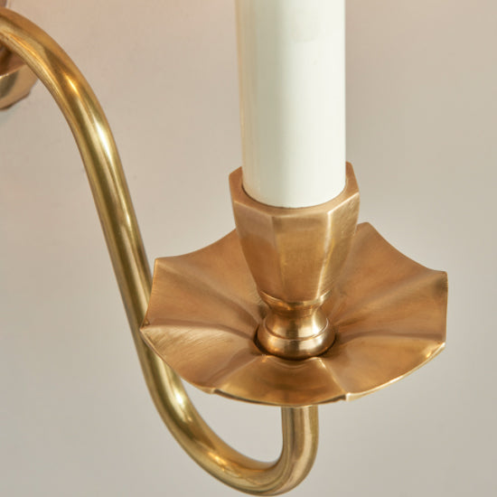 Asquith Twin Wall Light In Solid Brass And Gloss Ivory Paint
