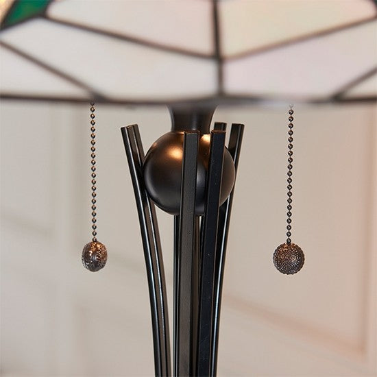 Astoria Tiffany Glass Bankers Floor Lamp In Black