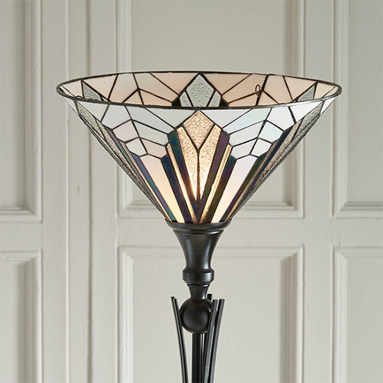 Astoria Uplighter Tiffany Glass Floor Lamp In Black