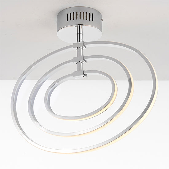 Avali 3 Lights Semi Flush Ceiling Light In Chrome And White Diffuser