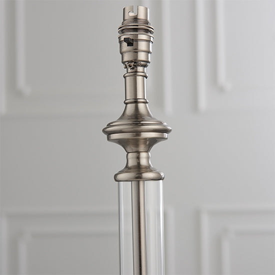 Avebury Clear Glass Column Table Lamp Base Only In Antique Chrome