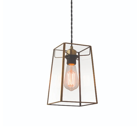 Beaumont Clear Glass Ceiling Pendant Antique Brass