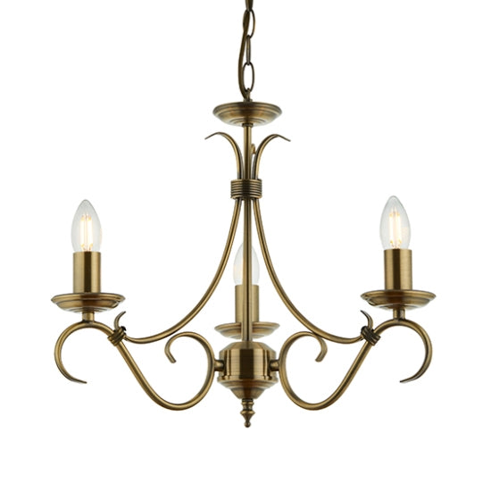 Bernice 3 Lights Ceiling Pendant Light Antique Brass Effect