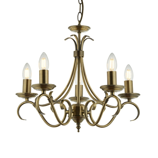 Bernice 5 Lights Ceiling Pendant Light Antique Brass Effect