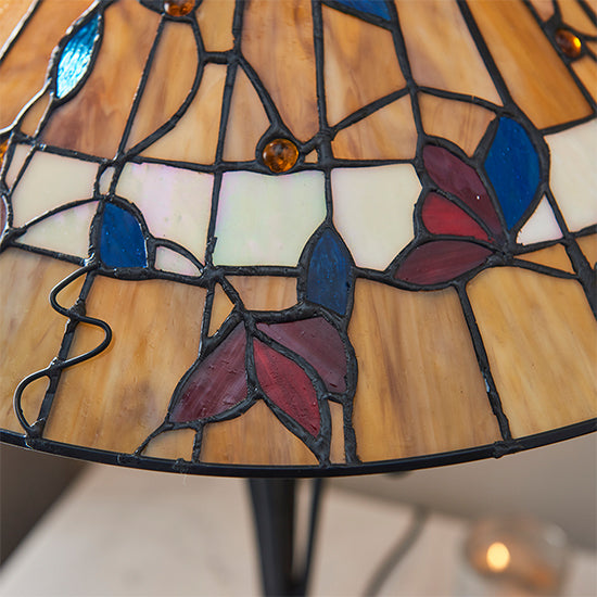 Bernwood Medium Tiffany Glass Table Lamp In Dark Bronze