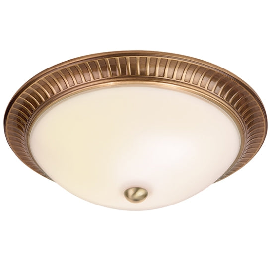 Brahm 2 Lights Frosted Glass Flush Ceiling Light Antique Brass