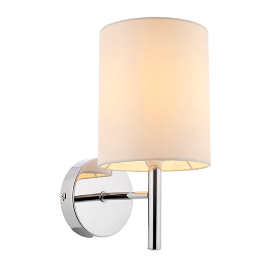 Brio Vintage White Fabric Wall Light In Chrome