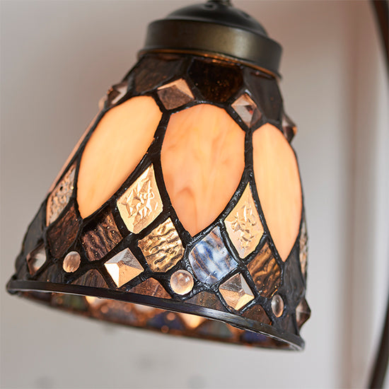 Brooklyn Swan Neck Tiffany Glass Table Lamp In Dark Bronze