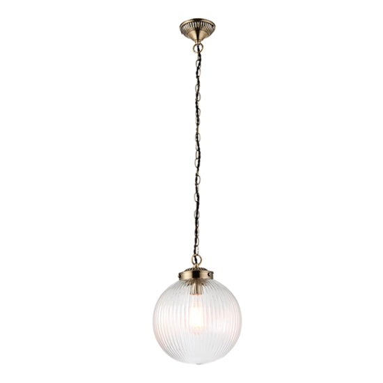 Brydon Small Clear Ribbed Glass Ceiling Pendant Light