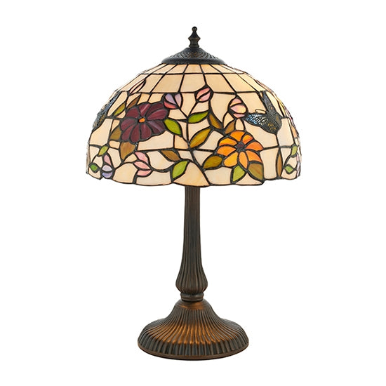 Butterfly Small Tiffany Art Glass Table Lamp In Dark Bronze