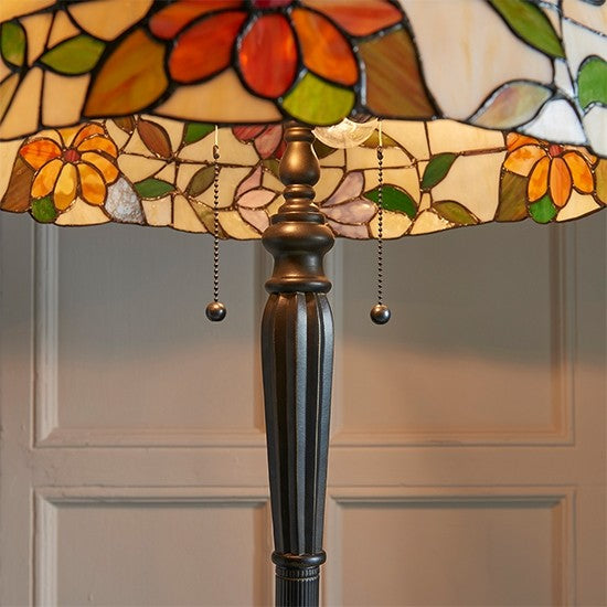 Butterfly Tiffany Art Glass Floor Lamp In Dark Bronze