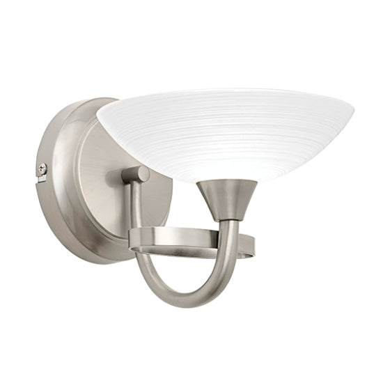 Cagney White Glass Shade Wall Light In Satin Chrome