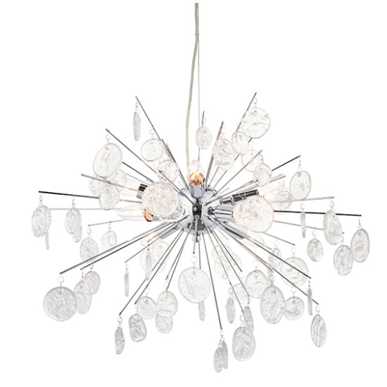 Calla 8 Lights Clear Glass Detailing Ceiling Pendant Light Chrome