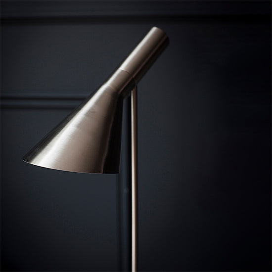 Carlo Task Table Lamp In Brushed Chrome With Grey Marble Base