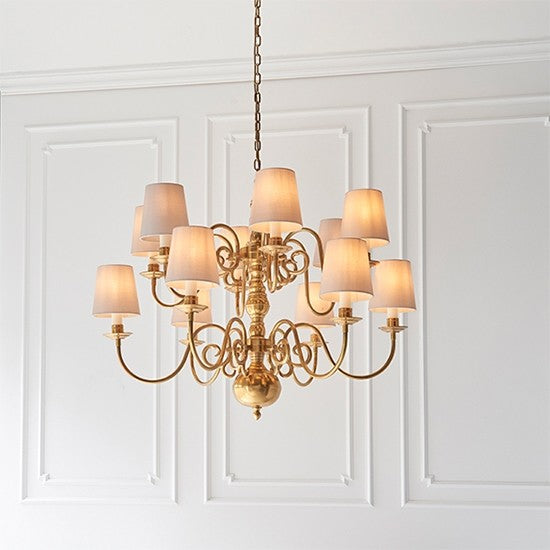 Chamberlain 12 Lights Pendant Light In Solid Brass With Marble Shades